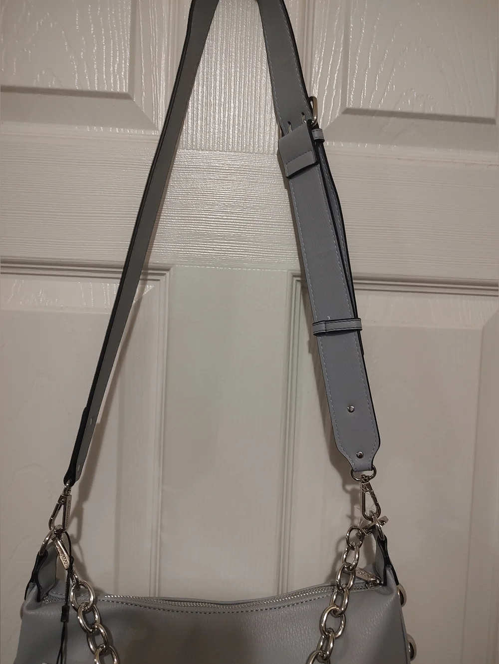Blue Women's Shoulder Bag with Chain Accent